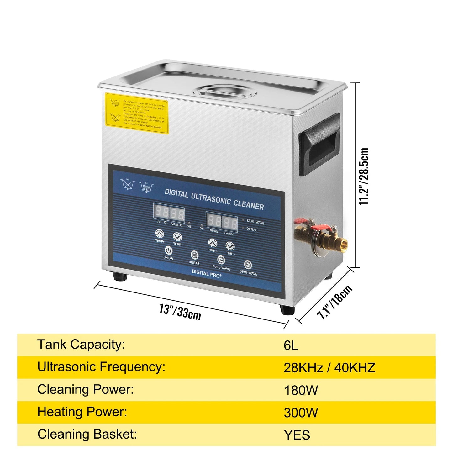 Ultrasoonreinigers - Reinigingsmachine - Ultrasonic Cleaner - Ultrasoon - 6L Tank – Dubbele Frequentie – Digitale Bediening – Draagbaar en Geschikt voor Thuisgebruik