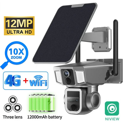 Beveiligingscamera – Camerabewaking – Buitencamera – IP-camera – Draadloze Camera – 10X Optische Zoom – Zonne-energie Met 12.000mAh Batterij