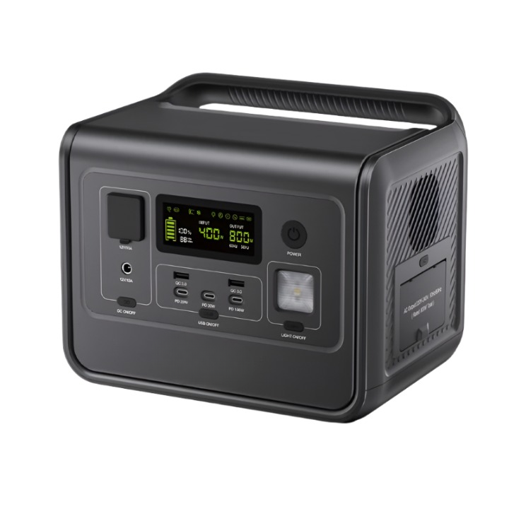Powerstation – Draagbare Energiecentrale – Mobiele Batterij – Noodstroom – 512Wh Capaciteit – 800 Watt Vermogen - LiFePO4 Batterij - voor Home Backup - Outdoor Kamperen - Mobiele Stroom - Zwart