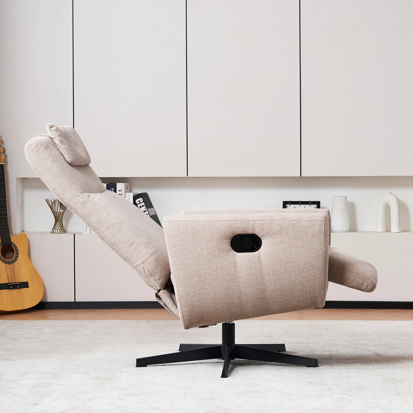 Relaxfauteuil – Relaxstoel – Comfortstoel – Draaifauteuil – Verstelbare Rugleuning – Chenillestof – Ergonomisch Ontwerp