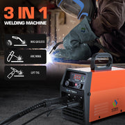 Hitbox - Lasapparaat - Elektrisch lasapparaat - Halfautomatisch lasapparaat - 3-in-1 - Gasloze Mig - IJzerlassen - 220V - Met toortshelm - Oranje