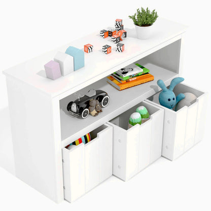 Speelgoedkast voor kinderen - commode met 3 laden - speelgoedorganizer voor kinderkamer en woonkamer - houten opbergkast (wit - 102 x 33 x 62 cm)