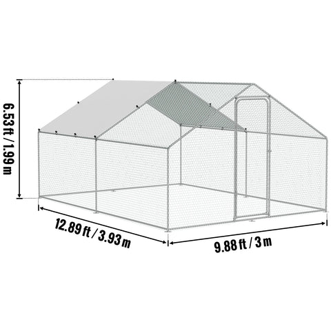 Kippenhok - Metalen Kippenhok - Kippenren - Groot - Inloop Kippenren - 4x3x2m Spire - voor Buiten Achtertuin Boerderij Pluimveehok