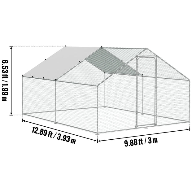 Kippenhok - Metalen Kippenhok - Kippenren - Groot - Inloop Kippenren - 4x3x2m Spire - voor Buiten Achtertuin Boerderij Pluimveehok