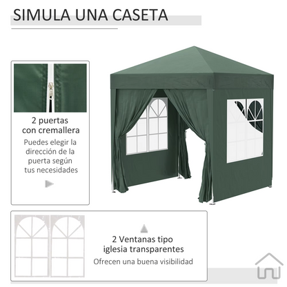 Paviljoen - Tuinpaviljoen - Partytent - Tuintent - Pop-up Kliksysteem - Stabiel - Vouwtent - Opvouwbaar - Waterdicht - Winterbestendig - 50+UV-Bescherming - voor Tuin - Buiten - Achtertuin - 2 x 2 m - Groen