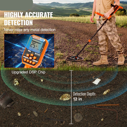 Metaaldetector - Onder Water Metaaldetector - Professionele Metaaldetector - Metaalzoekapparaat - LCD Scherm - 7 Modi - IP68 Waterdichte Spoel - Oplaadbare - Verstelbare - Lengte 39-50 inch - voor Volwassenen - en Kinderen