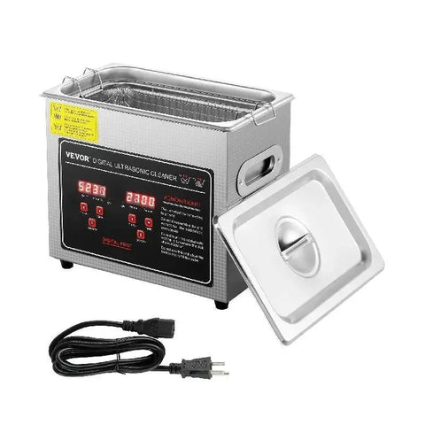 Vevor - Ultrasonic cleaner - Stainless steel - Portable - 33-40 kHz - 220V - Cleaning device for jewelry and glasses - Capacity 22L - Silver
