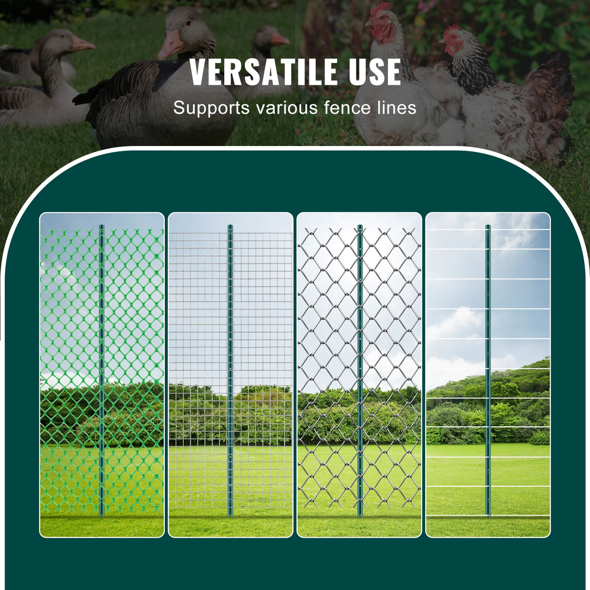 Omheiningspalen - Paal - Weidepaal - Weideomheining - Bosomheining - Bosomheining - Tuinomheining - Heavy Duty Metaal - 6 inch - voor voor Tuin Tuin Gazon Boerderijen & Buiten Draad Omheining - 6 stuks - QUORE