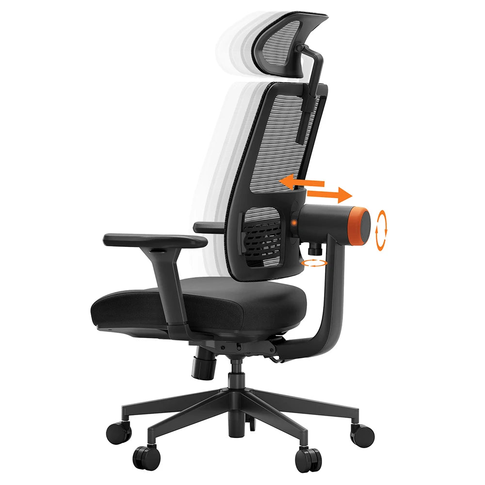 Ergonomische Bureaustoel - Gaming Stoel - Stoelen - Bureaustoelen - met Adaptieve Lendensteun - Verstelbare Hoofdsteun - en Zitdiepte - 4D Armleuningen - Kantelbare Rugleuning - Geschikt voor 160-195cm Lengte - Zwart