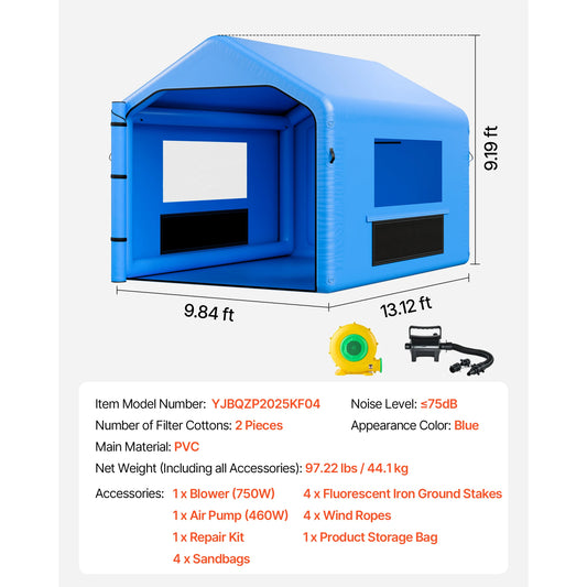 SucceBuy Inflatable Paint Booth Inflatable Spray Booth with Powerful Blower and Air Filter System Round Roof with Light Hook
