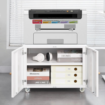 Metalen Kast Op Wielen – Mobiele Opbergkast – Bureaukast – Kantoorkast – Compact Formaat – Verstelbare Plank – Magnetische Deuren