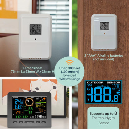 Complete Personal Remote Monitoring Wi-Fi Weather Station Indoor/Outdoor Temp & Humidity Wind Speed Direction Rain Fall Data
