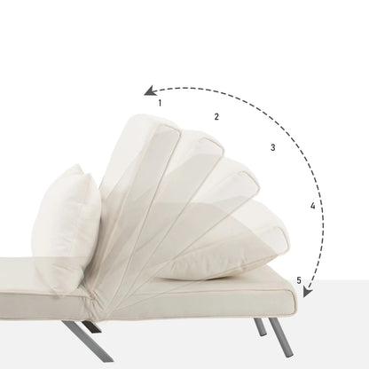 Opklapbare Relax Slaapstoel met Kussen – Inklapbare Fauteuil Slaapbank – 65x69x80 cm – Crème – 1-Persoons Omvormbare Stoel - QUORE
