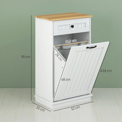 Badkamermeubel – Badkamerkast – Wasmand Meubel – Opbergmeubel – 54,5 Liter Wasmand – Gelakt MDF – Antislipvoetjes - QUORE