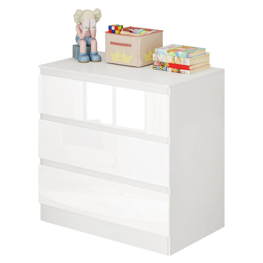 Ladekast - 3 Lades - Nachtkastje - Salon - Bijzet - Kantoor - 80 x 48 x 78 cm – Houten Archiefkast - Grote Opberglades – Thuisgebruik - Wit