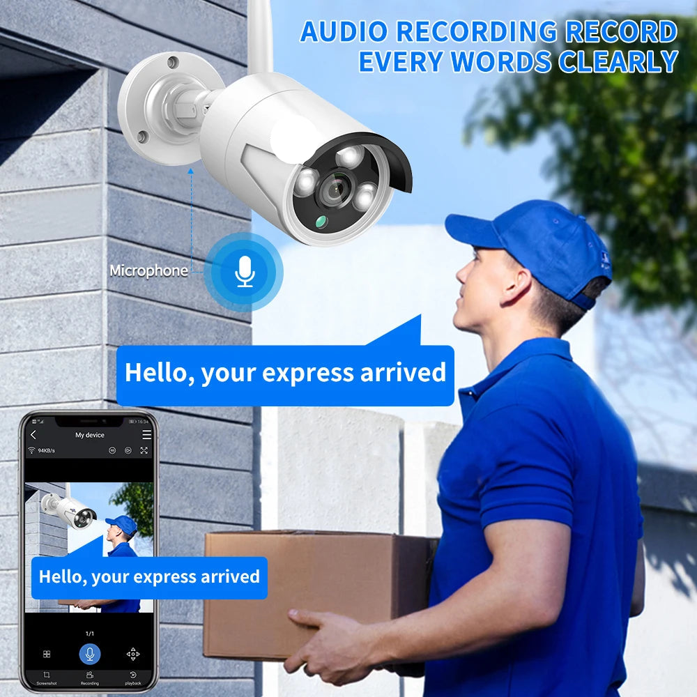 Beveiligingscamerasysteem - 3MP Camera - 10-Kanaals - Openlucht - Buiten - CCTV camerasysteem - IP66 Waterdichte - Bewakingscamera - Beveiligingscamera - Wifi Camera Set - met IR Nachtzicht en 1TB Opslag - Wit - QUORE