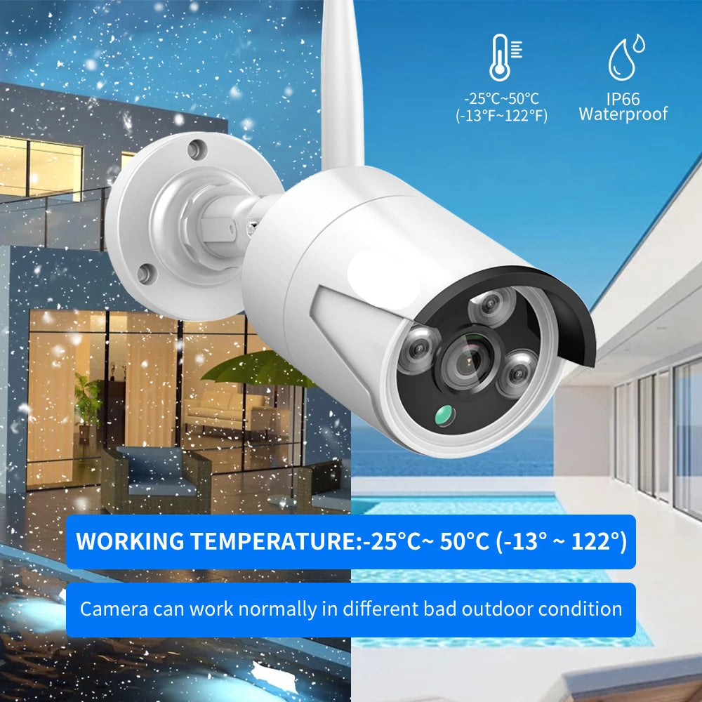 Beveiligingscamerasysteem - 3MP Camera - 10-Kanaals - Openlucht - Buiten - CCTV camerasysteem - IP66 Waterdichte - Bewakingscamera - Beveiligingscamera - Wifi Camera Set - met IR Nachtzicht - Wit