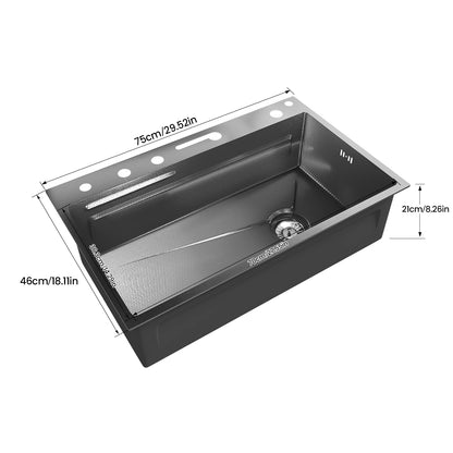 Multifunction Digital Display Kitchen Sink Smart Kitchen Sinks Stainless Steel Sink with Two Integrated Waterfall Taps