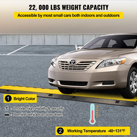 Kabelbeschermer Oprit - Kabelbeschermer Oprit - Kabelbeschermer - Kabelafdekking - Kabelmat - Kabelbeschermer - Kabelbeschermer Drempel - 3-kanaals rubberen kabelbeschermer - 1 stuk - Zwart/Geel