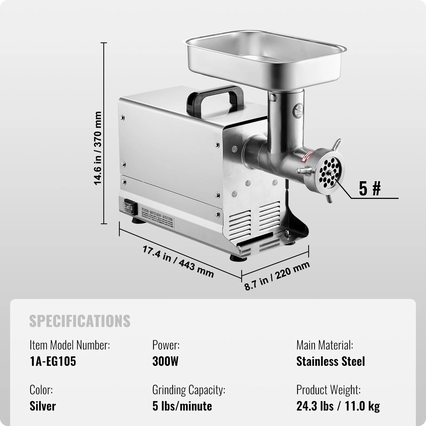 SucceBuy Meat Grinder 5 Lbs-21Lbs/Min Capacity Electric Meat Mincer with Blade Grinding Plate Sausage Maker for Kitchen Home Use