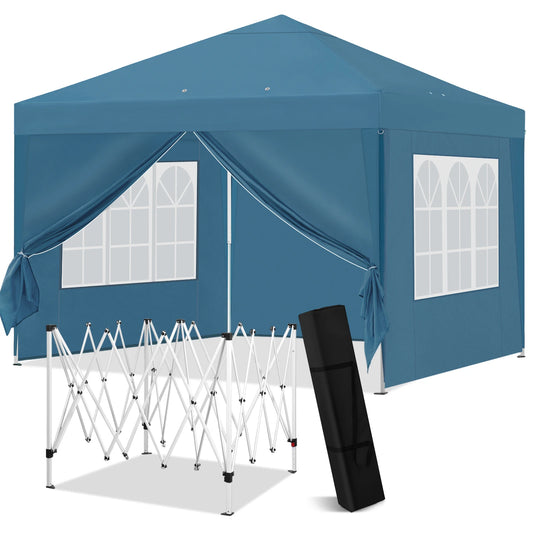 Paviljoen - Tuinpaviljoen - Partytent - Tuintent - Pop-up Kliksysteem - Stabiel - Vouwtent - met Zijwanden - voor 4-6 Personen - Opvouwbaar - Waterdicht - Winterbestendig - 50+UV-Bescherming - voor Tuin - Buiten - Achtertuin - 3 x 3 m - Blauw