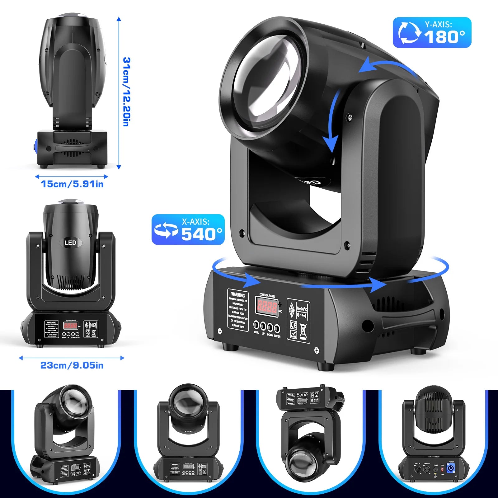 Moving Head Beam Light – Moving Head Spot – DJ Licht – Podiumverlichting – Theaterlamp – Set Van 2 EU Plug – 150W Cob Led – 18 Prismen Effect - QUORE