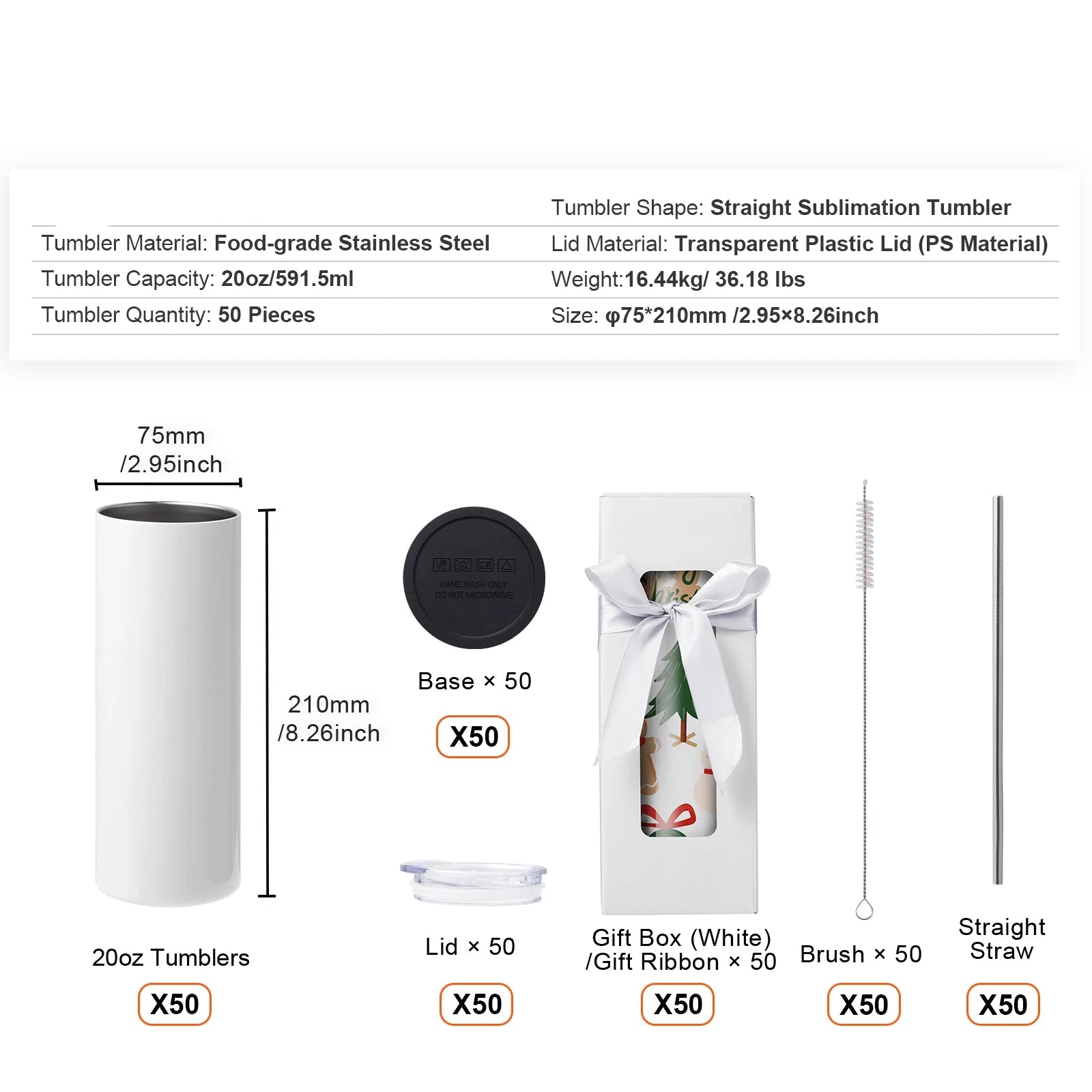 Sublimatiebeker – Thermosbeker – Drinkbeker – Isolatiebeker – Roestvrij Staal – 591,5 Ml – Dubbelwandig - QUORE