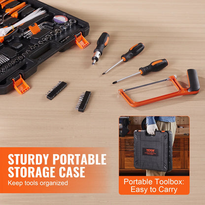Tool Set – 216 Piece Hand Tool Set – Includes Screwdrivers, Wrenches, Hammer &amp; Pliers – Storage Case – Black