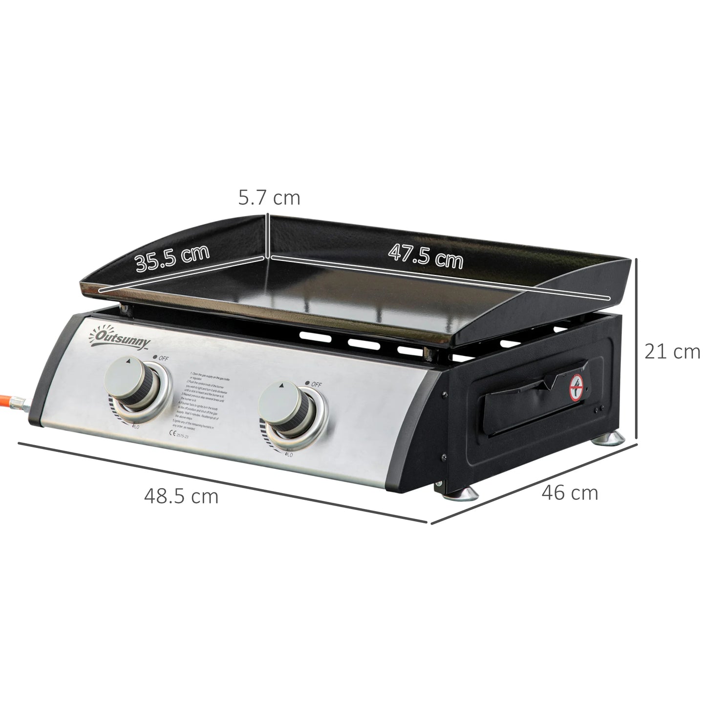 Gasplaat – Gasbarbecue – Kookplaat – Buitenkoken – Draagbaar – Antiaanbaklaag – 2 x 3 kW Branders