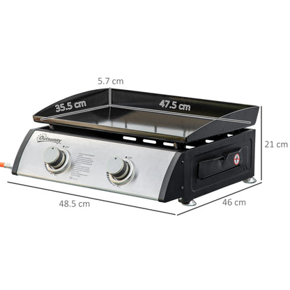 Gasplaat – Gasbarbecue – Kookplaat – Buitenkoken – Draagbaar – Antiaanbaklaag – 2 x 3 kW Branders