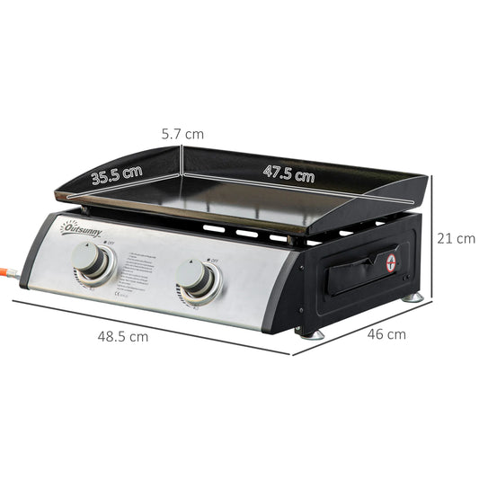 Gasplaat – Gasbarbecue – Kookplaat – Buitenkoken – Draagbaar – Antiaanbaklaag – 2 x 3 kW Branders