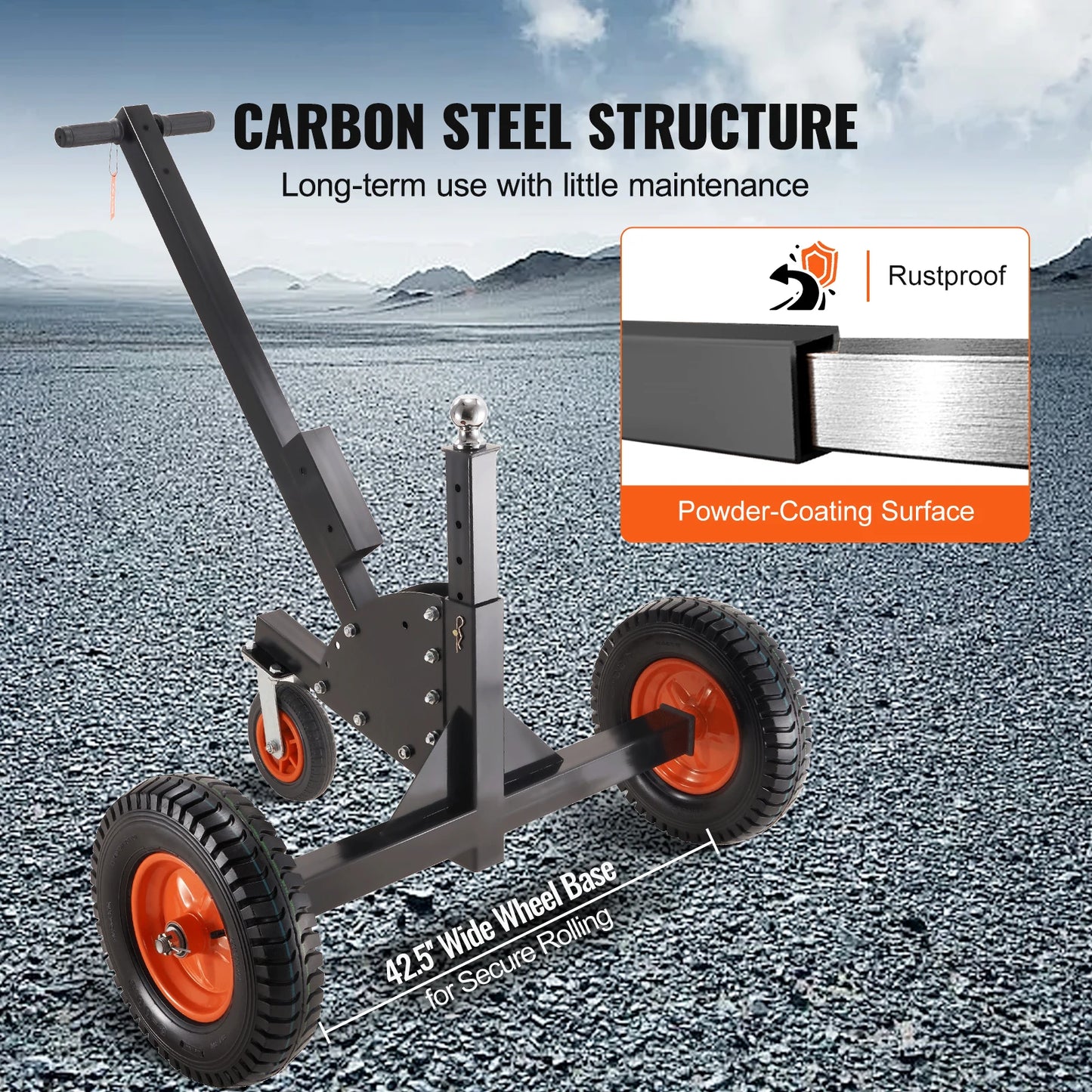 Aanhanger Dolly – Trailer Dolly – Trek Dolly – Verplaats Dolly – Verstelbare Hoogte – Draagvermogen 680 Kg – Pneumatische Wielen