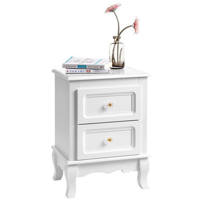 Nachtkastje - Kast - Slaapkamerdecoratie - Woonkamer - Organizer - 38,5 cm x 30,5 cm x 52,5 cm - Wit - QUORE