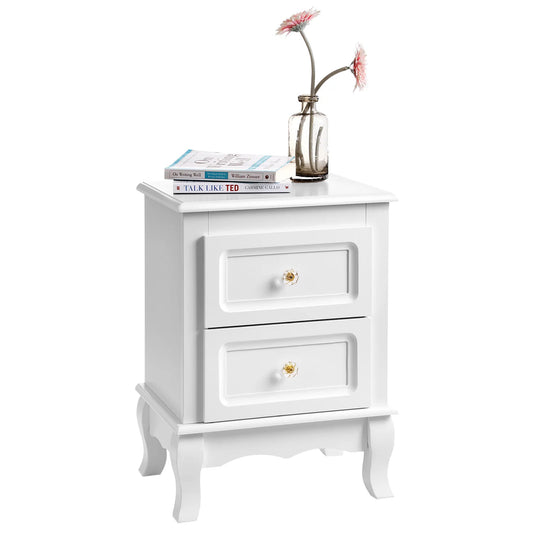 Nachtkastje - Kast - Slaapkamerdecoratie - Woonkamer - Organizer - 38,5 cm x 30,5 cm x 52,5 cm - Wit - QUORE