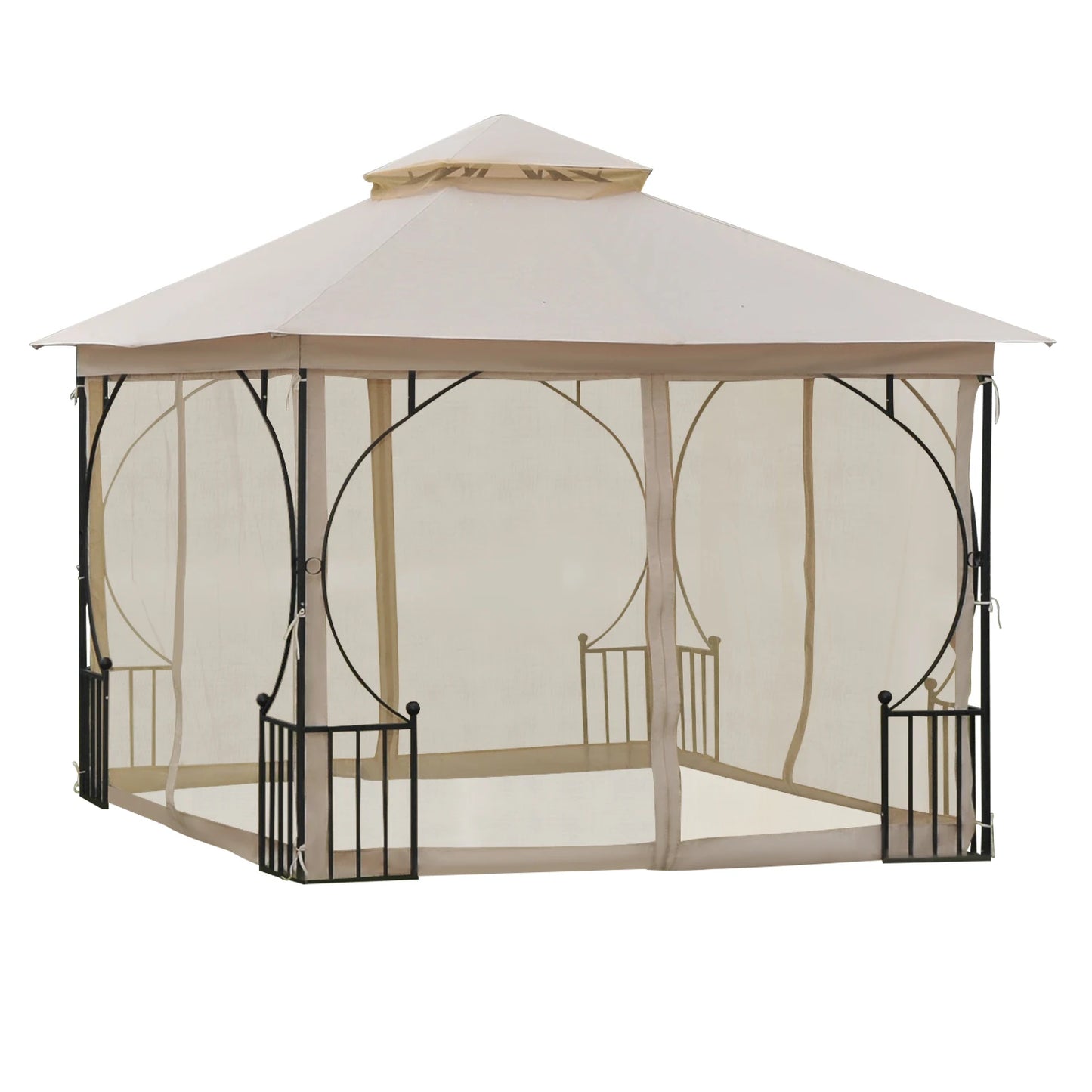 Tuinpaviljoen – Tuinhuisje – Tuinkamer – Overkapping – Buitenverblijf – 3x3 Meter – Metalen Frame – Insectengaas - QUORE