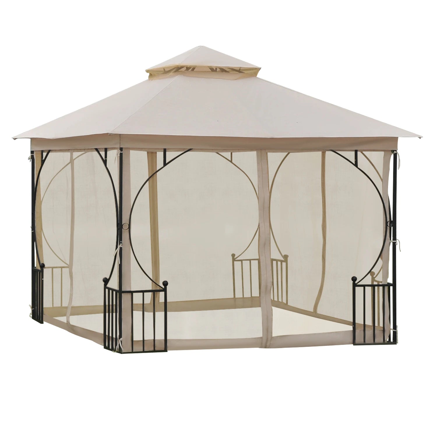 Tuinpaviljoen – Tuinhuisje – Tuinkamer – Overkapping – Buitenverblijf – 3x3 Meter – Metalen Frame – Insectengaas - QUORE
