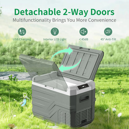 Auto Koelbox - Koelbox - Compressor Koelkast - Camping Koelkast - met Vriesfunctie - Draagbare - 12V/24V - 25L - Dual Zone - -20°C tot +10°C - 45 dB - voor Binnen - en Buitenevenementen - QUORE