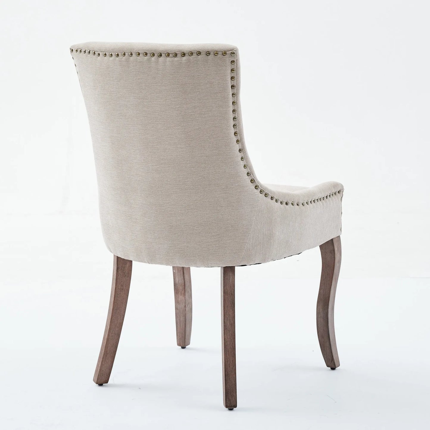 A&A Furniture,Ultra Side Dining Chair,Thickened fabric chairs with neutrally toned solid wood legs,Bronze nail head,Set of 2