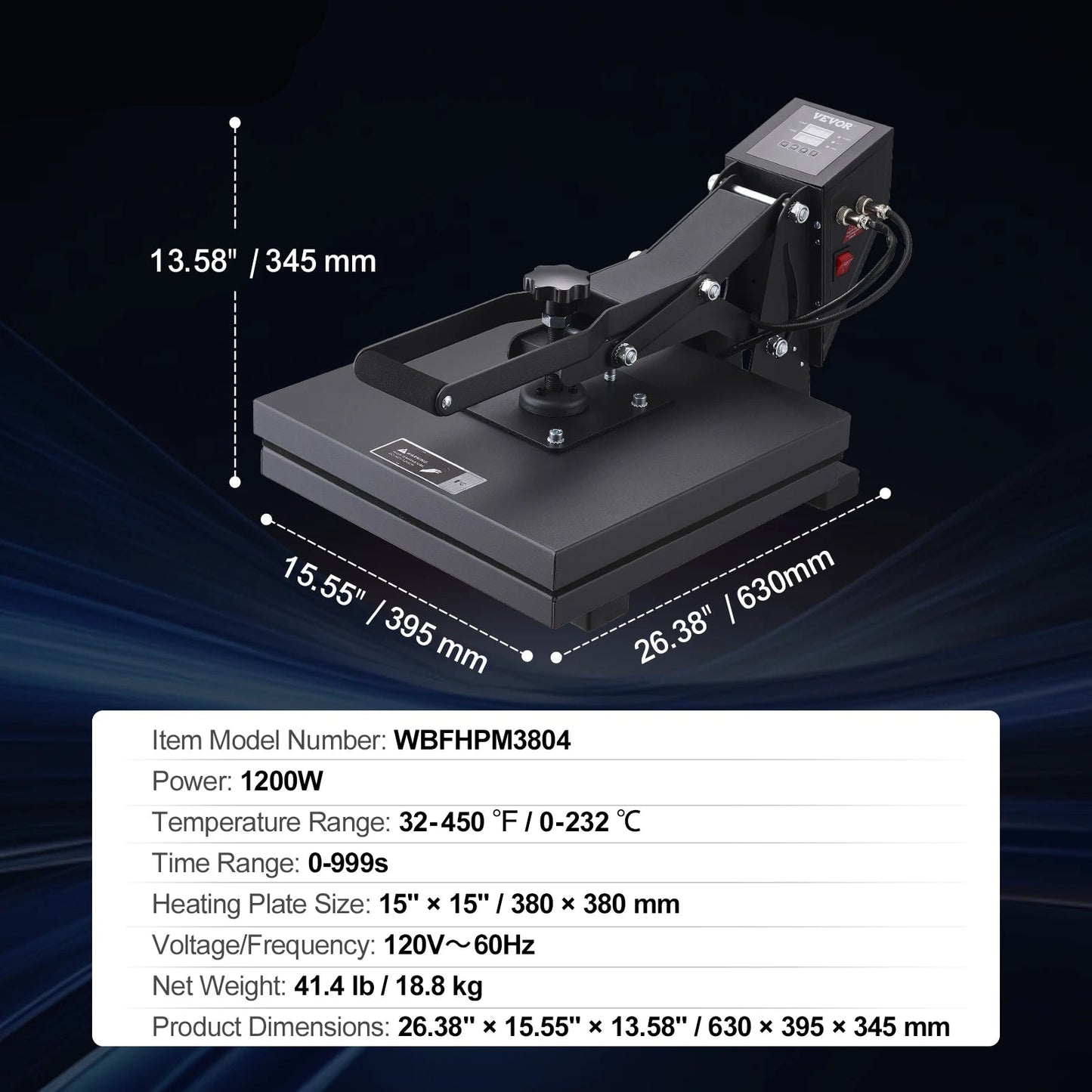 Warmtepers – Hittepers – Transferpers – Sublimatiepers – Textielpers – 15 x 15 Inch – Digitale Temperatuurregeling