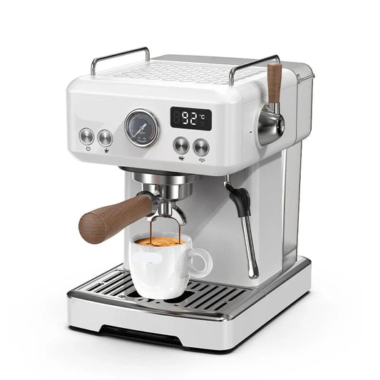 Espressomachine - Koffiemachine - Compact Koffiezetapparaat - 20 Bar - Semi-automatische - met Instelbare Druk & Temperatuur - RVS Behuizing - voor Espresso - Cappuccino en Latte