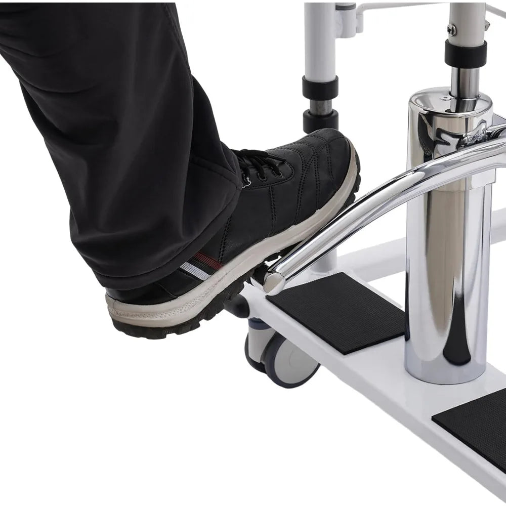 Transportrolstoel - Rolstoel - Rollator - Patiëntenlift & Verzorgingsstoel - Hydraulische - Douchestoel - 4-in-1 Douche – Verstelbare Hoogte & Transferhulp met Pot – Oranje/Wit/Zwart