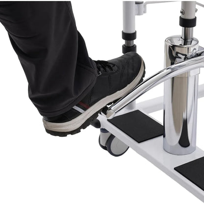 Transportrolstoel - Rolstoel - Rollator - Patiëntenlift & Verzorgingsstoel - Hydraulische - Douchestoel - 4-in-1 Douche – Verstelbare Hoogte & Transferhulp met Pot – Oranje/Wit/Zwart