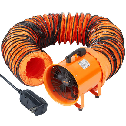 Krachtige Cilinderventilator - 300W - Bouwventilatoren - Uitlaatventilator - Industriële Afzuigventilator - en Blower - Draagbare - met 10m Luchtslang - voor Stof- en Rookverwijdering