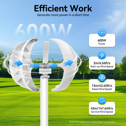 Windmolen – Windturbine – Windgenerator – Windenergie – Windmolen Generator – 600W Vermogen – Waterdichte IP67 Controller - QUORE