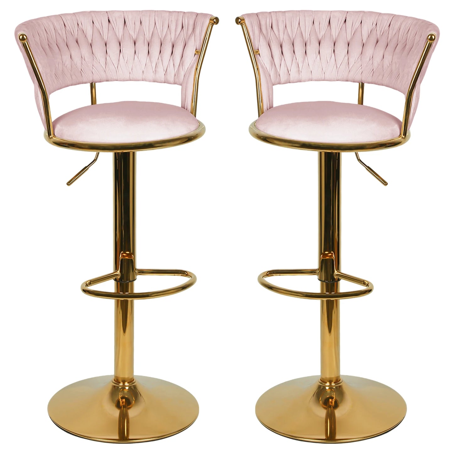 Barkrukken – Barstoelen – Keukenkrukken – Barstoelen Met Rugleuning – Keukenstoelen – Velvet Bekleding – Verstelbare Zithoogte – Draaibaar - QUORE