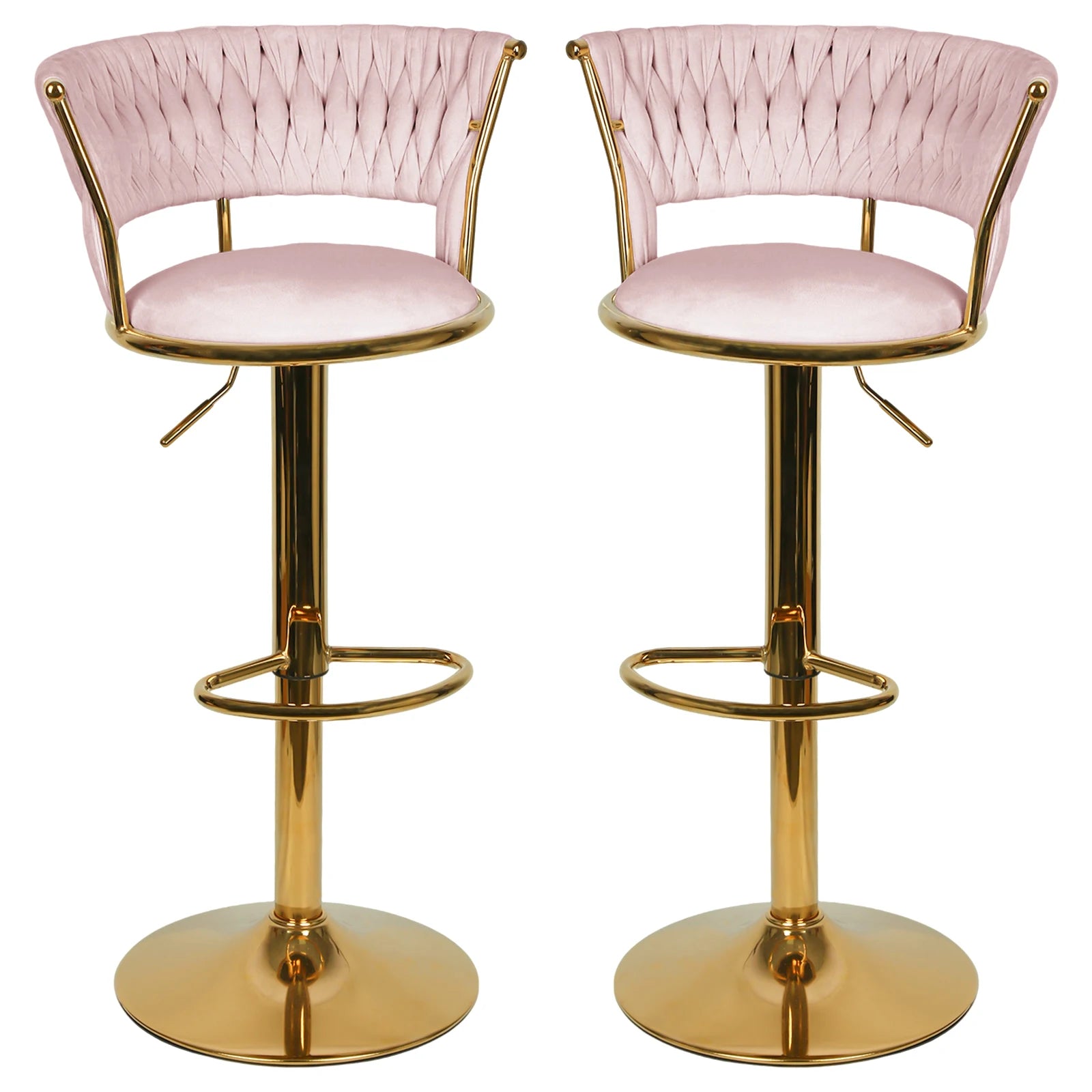 Barkrukken – Barstoelen – Keukenkrukken – Barstoelen Met Rugleuning – Keukenstoelen – Velvet Bekleding – Verstelbare Zithoogte – Draaibaar - QUORE