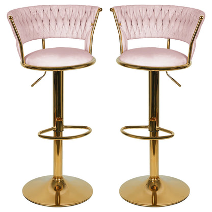 Barkrukken – Barstoelen – Keukenkrukken – Barstoelen Met Rugleuning – Keukenstoelen – Velvet Bekleding – Verstelbare Zithoogte – Draaibaar - QUORE