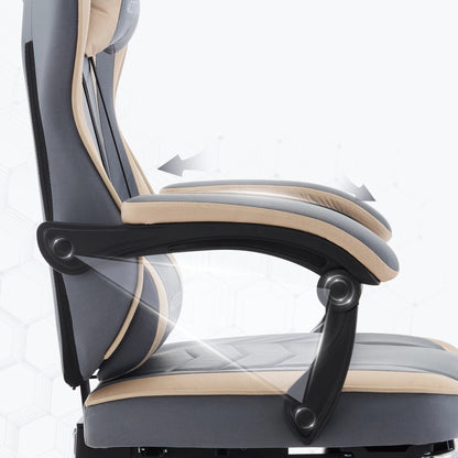 Gaming Stoel - Gamestoel - Bureaustoel - Computerstoel - Ergonomische Gaming Chair -PU Lederen Bureaustoelen met Hoofdsteun & Lendensteun - voor Thuiswerk of Gamen - Zwart - QUORE