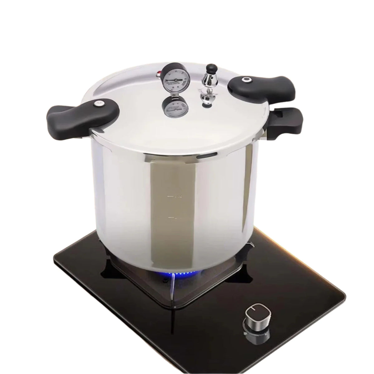 Pressure Cooker - 23 Quart - 10PSI - Stainless Steel - Plastic Handle - Explosion Proof - Safety Valve - Extra Large Size - Light Gray