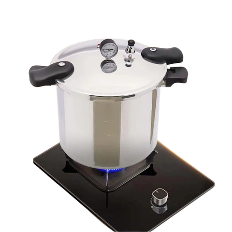 Snelkookpan - 23 Quart - 10PSI - Roestvrij staal - Kunststof handvat - Explosieveilig - Veiligheidsventiel - Extra groot formaat - Lichtgrijs